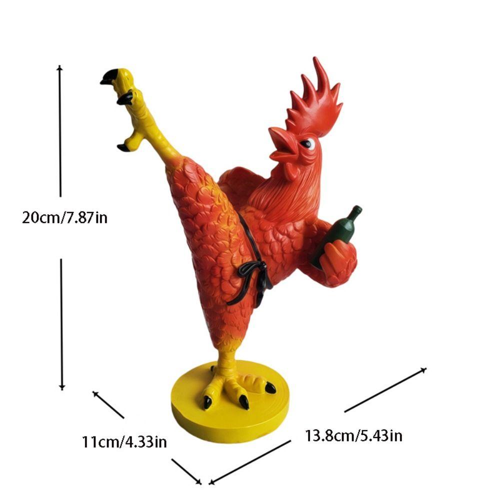 Funny Drunken Kung Fu Chicken Statue Creative Animal Miniatures Figurine Rooster Sculpture Cabinet