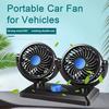 Car Fan 12V Dual Head 360 Degree Rotatable Electric Fan Dashboard Cooling Air Circulation Fan for Sedan SUV RV Low Noise 2 Speed Auto Fan