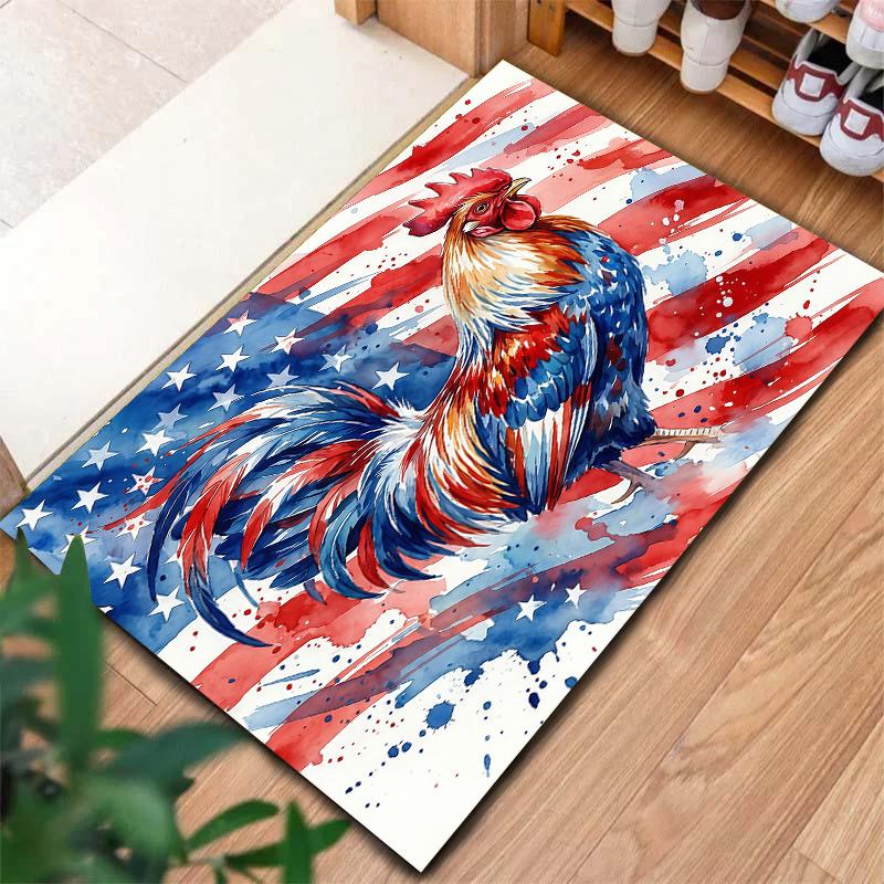 American Flag Animals Pattern Square Carpet,Area Rug,Carpet Rug for Living Room Bedroom Sofa Playroom Decor,Non-slip Floor Mat,Holiday Birthday Gifts