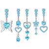 Blue  Zircon Belly Button Rings Dangle Heart Butterfly Navel Piercing Stainless Steel Belly Bar Body Piercing Jewelry