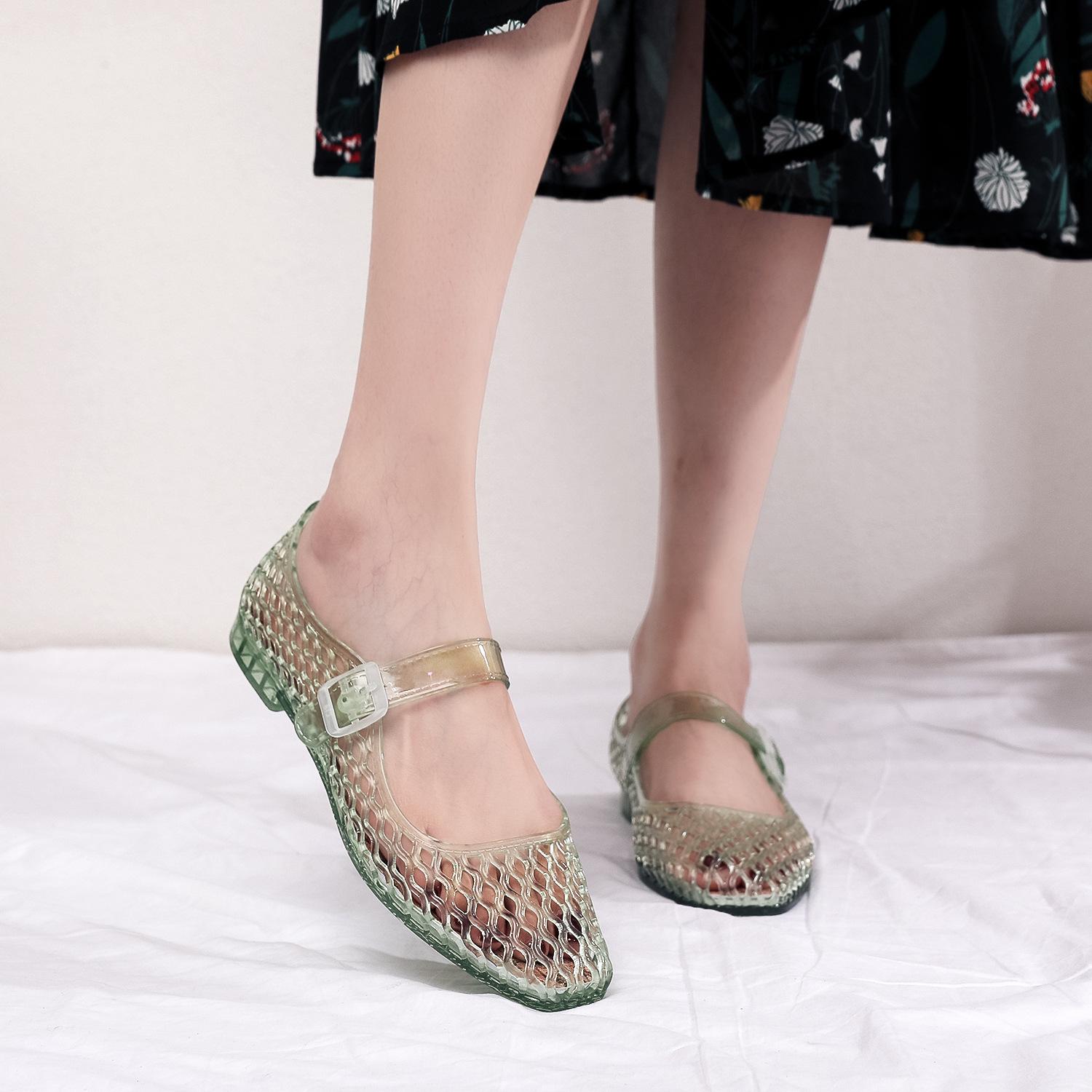 

Мода 2026 Женские Новые Роскошные Квадратный ПВХ Носок Шлепанцы на Плоской Подошве Полые Короткие Водяной Бриллиант Сексуальные Сандалии на Плоской Подошве для Банкета 35 светло-зеленый