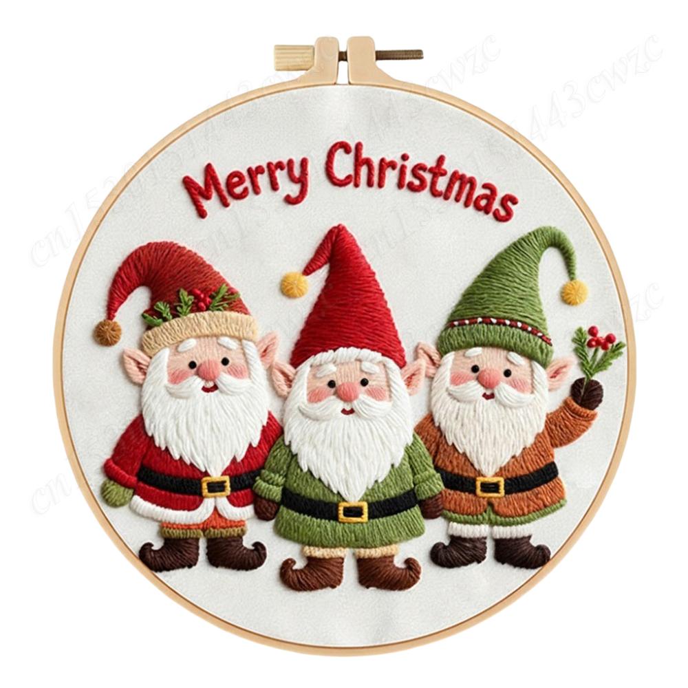 Christmas DIY Embroidery Needlepoint Starter Kits with Pattern Cotton Needles & Instruction DIY Cross Stitch Kits for Beginners