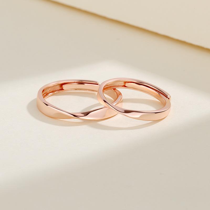 2 Stück 925 Sterling Silber Partnerringe Verstellbar Schlichtheit Mode Exquisit Herren Damen Schmuck Zubehör Hochzeitsfeier Geschenk