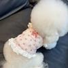 Lace Trimmed Pet Camisole Vest Flower Pattern Puppy Clothes Sweet Cat Lace Camisole  Summer Wear