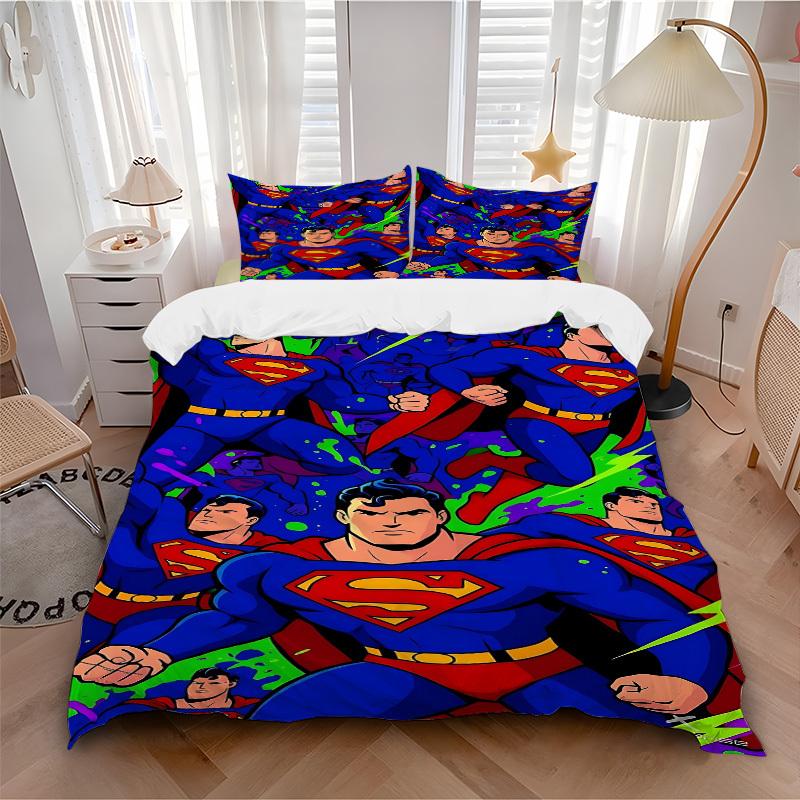 3pcs Superman Cover Set,Soft Comfortable Duvet Cover,Guest Room (1*Duvet Cover + 2*Pillowcases, Without Core) Yy251024081