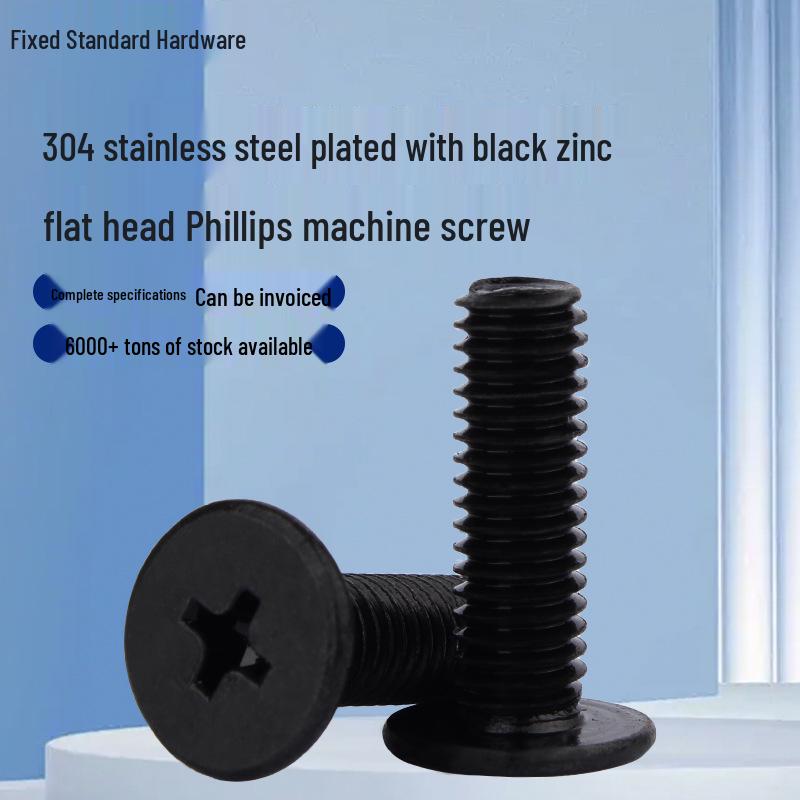 Black Zinc Plated 304 Stainless Steel Phillips Pan & Flat Head Machine Screws M2-M6