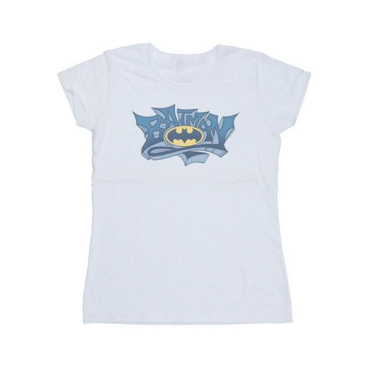 DC Comics Womens_Ladies Batman Graffiti Logo Cotton T-Shirt XXXXL