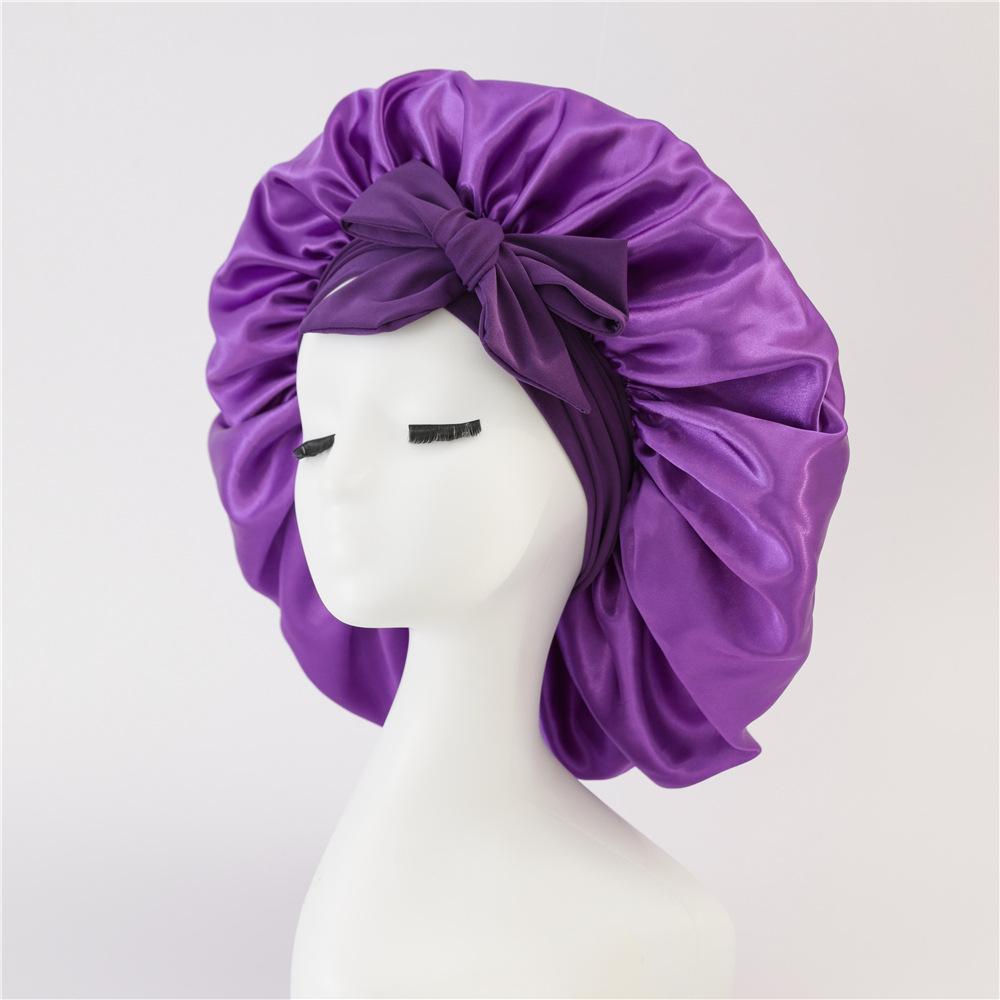 

Sleeping Hat Women Satin Solid Night Sleep Cap Hair Care Bonnet Nightcap For Women Cap Bonnet De Nuit Shower Turban фиолетовый