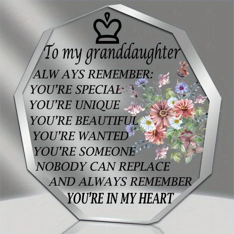 

To My Granddaughter Acrylic Plaque. A commemorative birthday gift from grandparents.