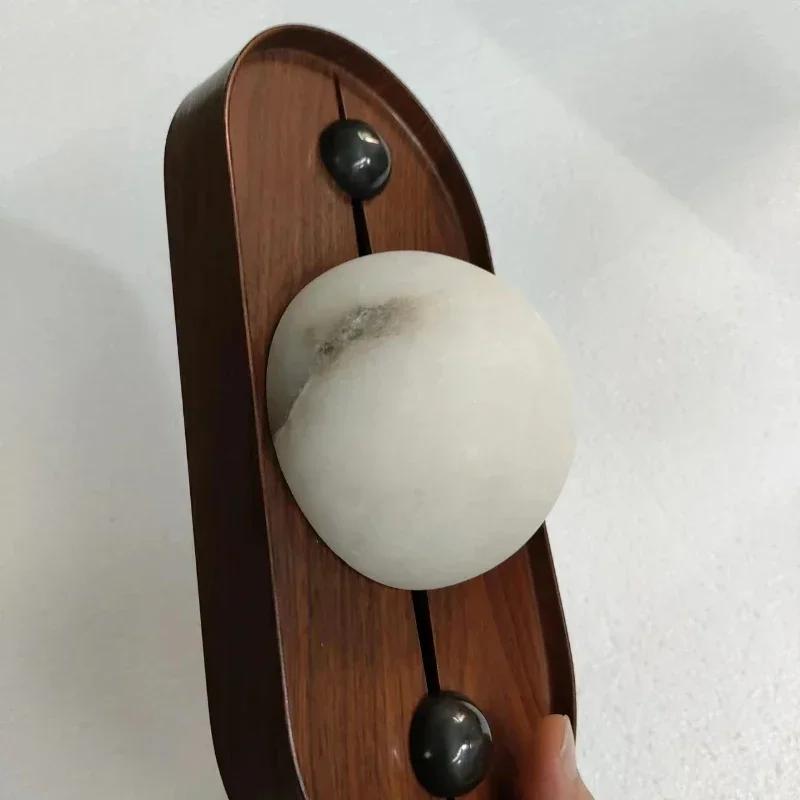 Nordic luxury marble wall lamp wooden staircase lamp corridor living room study room decoration bedside LED lighting fixture