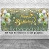 2D Green Gold Happy Birthday Backdrop, Balloon & Firework Banner, Birthday Party Background
