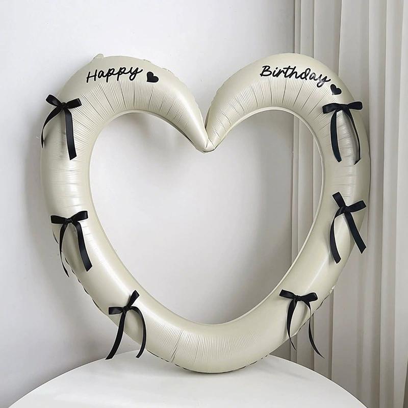 Bow Heart-shaped Balloon With Bow Sticker Girlfriend Birthday Party Decoration Props Wedding Decoration