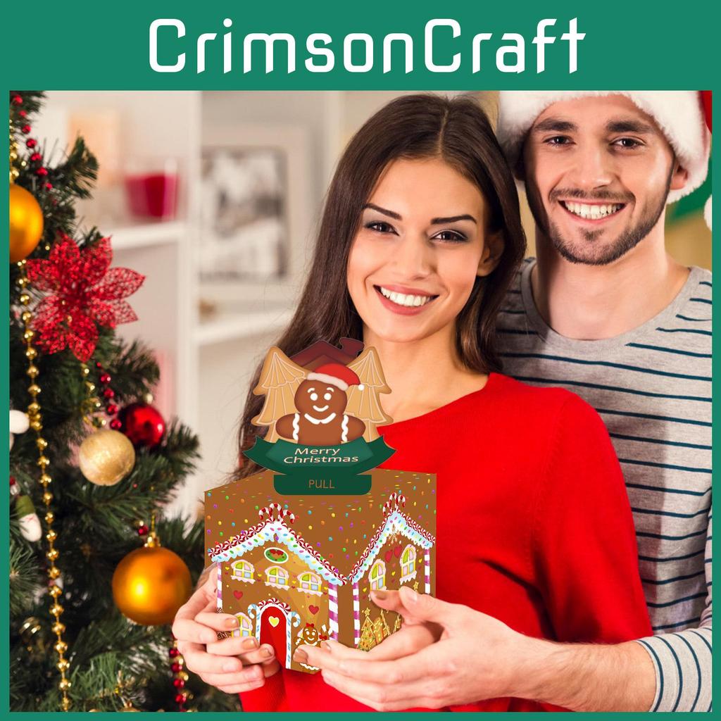 Gingerbread House Man Pattern Paper Money Box Christmas Theme Party Props Decor