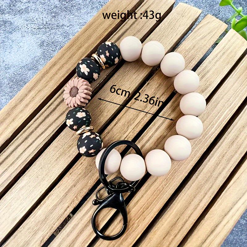 Daisy Silicone Leaf Beaded Wrist Keychain Pendant