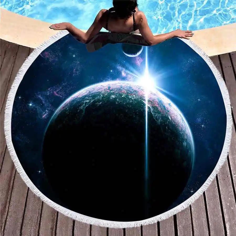 Swimming Towels Aldult Beach Tassel Towels Yoga Blanket Galaxy Round Wall Tapestry Beach Cover Up Bath Shawl Thick Camping Mat