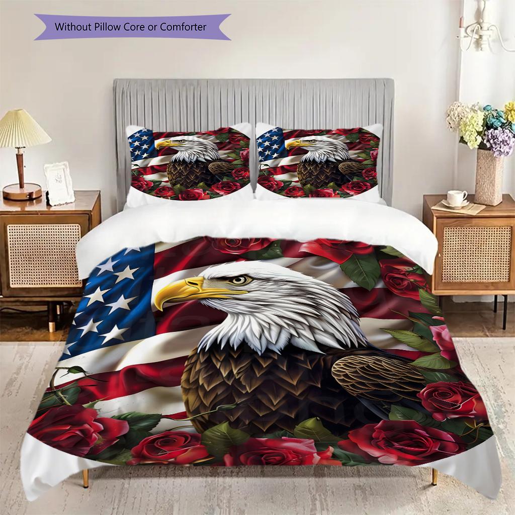 American Bald Eagle Poster Bedding, Duvet Cover, Pillowcase, Home Decoration, Birthday Gift (1 * Duvet Cover+2 * Pillowcase, Coreless)