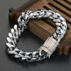 Ankunft Frauen Herren 12mm Edelstahl Miami Curb Cuban Chain Armband Kristall Schnalle Schmuck Geschenk