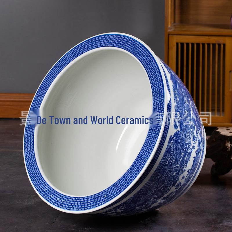 Ceramic Water Lily Fish Tank - Outdoor Courtyard Jar for Plants and Goldfish