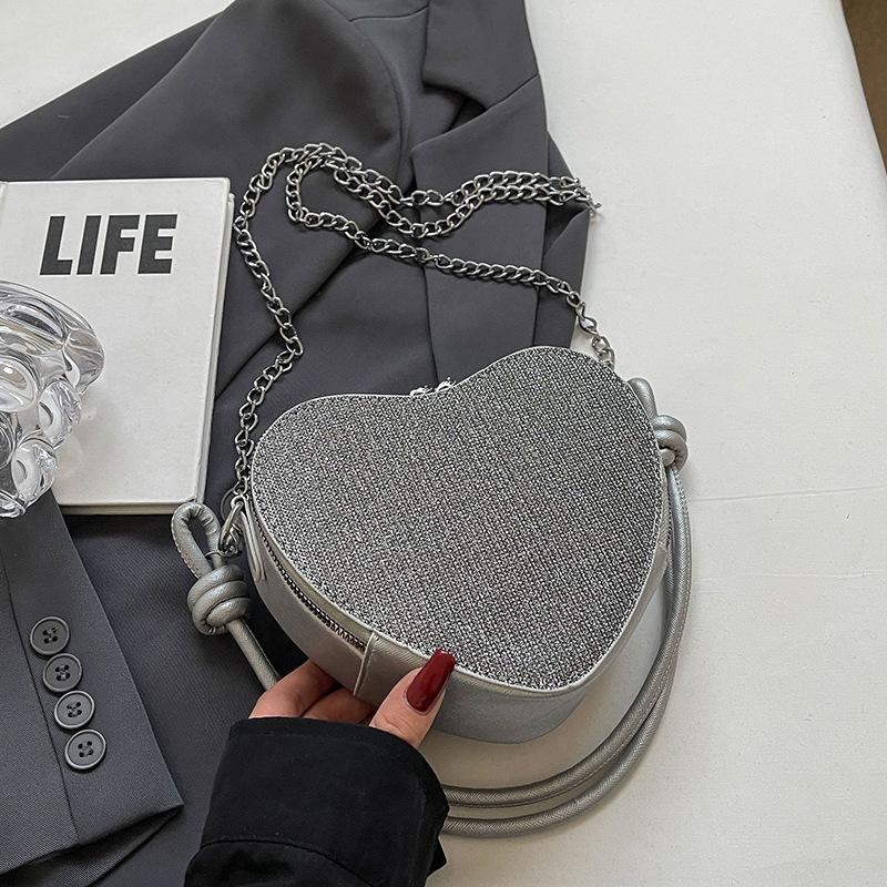 Błyszcząca torebka w kształcie serca, popularna damska torebka miłosna, modny łańcuszek high-end, torba na ramię/listonoszka.