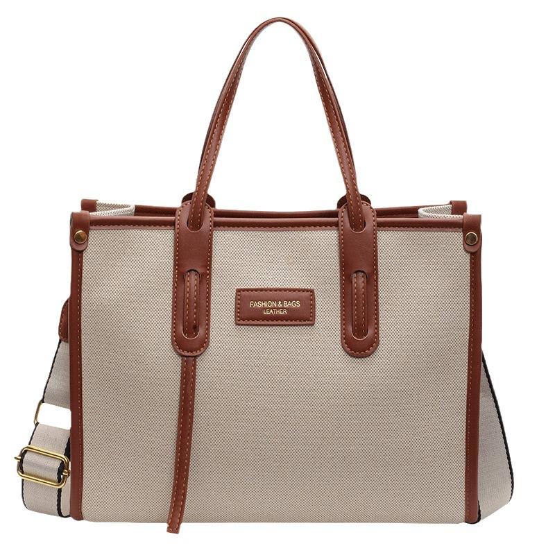 Large Capacity Canvas Bag Women 2025 New High-end Fashion Shoulder Messenger Bag Commuter Versatile Portable Tote Bag