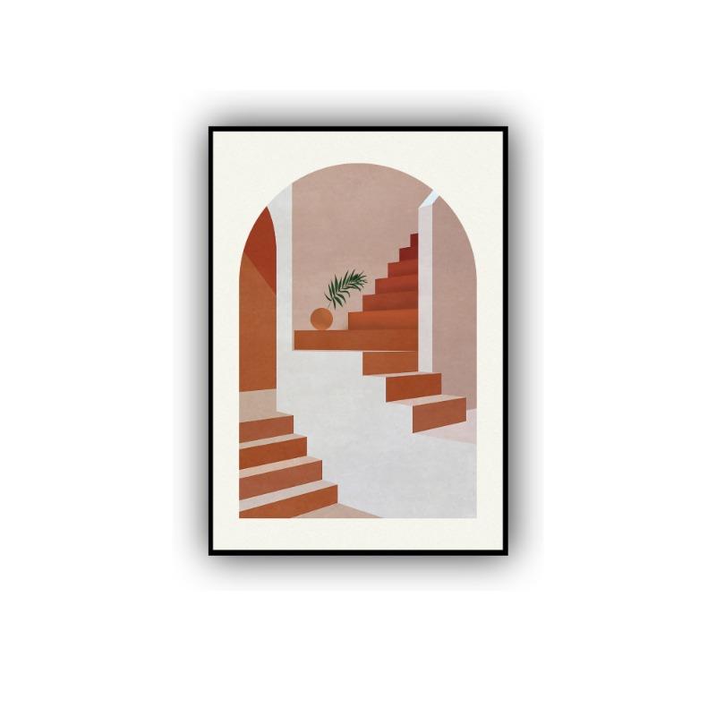 Minimalist Boho Abstract Wall Art Prints Geometry Building Staircase Canvas Painting Living Room Bedroom Decoration