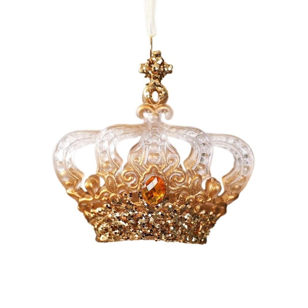 Golden Translucent Christmas Snowflake Pendant Crystal Prism Wreath Elk Deer Ornaments Home