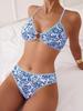 Verspielter Floral 2025O Damen Zweiteiliger Bikini mit Ring-Verknüpftem Dreiecksdesign