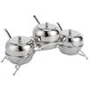 Stainless Steel Condiment Seasoning Containers Pots Set Salt Pepper Sugar Storage Organizers