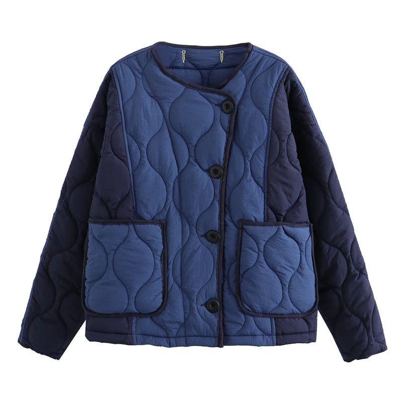 

Western Style Autumn and Winter New Fashion Trendy Women clothes round Neck Long sleeve Cotton-padded jacket Jacket 2969254 400 Blue L