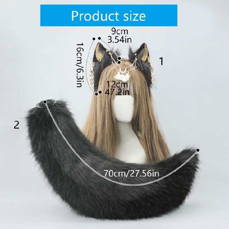 Wolf Cats Foxes Tail Wolf Ears Headbands Halloween Christmas Party Costume Toy Gift for Woman Man Cosplay