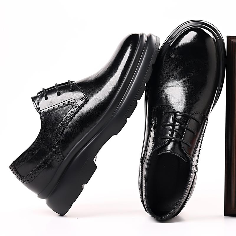 Fashion Business Casual Male Dress Shoes New Slip-Resistant Sole Flats Men's Leather Oxford Shoes Classic Lace-Up Formal Dress Shoes