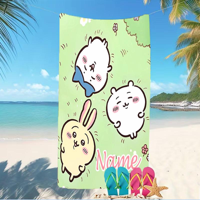 Customizable personalized beach towels Chiikawa themed designs.Suitable for the beach, yoga, sports;ideal as beach accessories