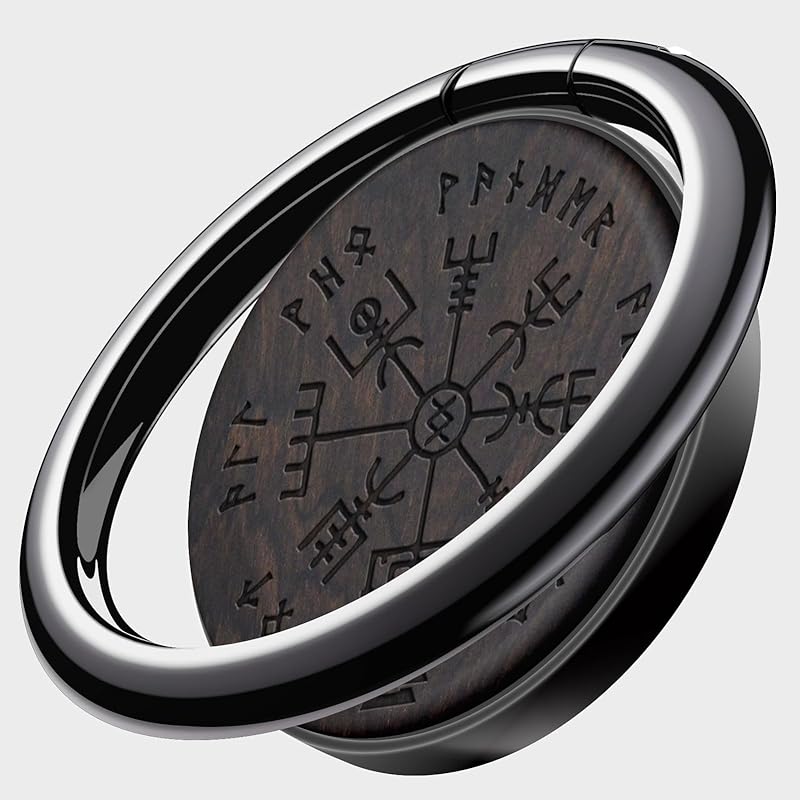 Carveit Wooden Cell Phone Ring Holder Finger Stand Metal Grip Hook Phone Kickstand Compatible with S24 Ultra S23 iPhone 16 Pro Max 13 14 15 Pixel