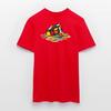 The Cotton Casual Cube Has Melted Into A Colorful Water Puddle Pattern and Is Printed on The Mens Tshirt