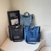Large Capacity Retro Denim Bag Letter Print Shoulder Bag Women Crossbody Bag