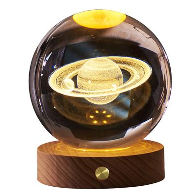 3D Kristal Küre Gece Lambası Şarj Edilebilir Pil Yumuşak Işık Çok Fonksiyonlu Kristal Küre Lamba ile