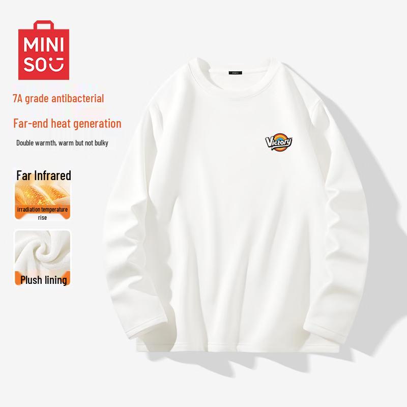 MINISO Men's Fleece-Lined Thermal Anti-Bacterial Long-Sleeve T-Shirt