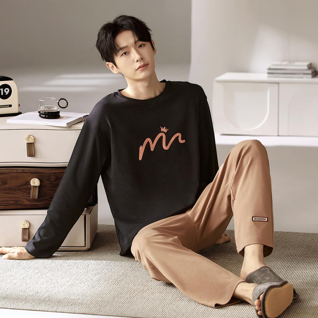 Pajamas Men'S Spring And Autumn Men'S Cotton Long Sleeve Men'S Autumn Cotton Homewear Casual Suit