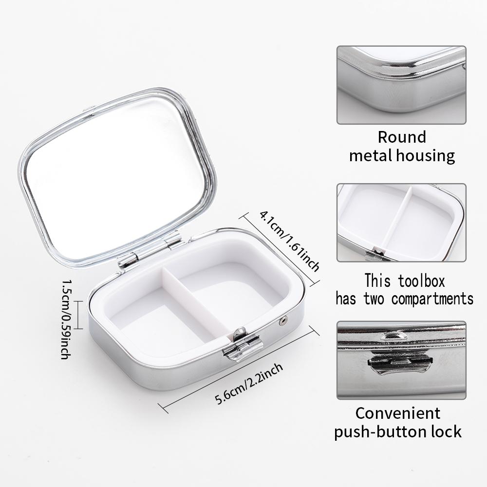 Mini Metallschmuckschatulle, Tragbare Aufbewahrungsbox mit 2 Fächern, Kleiner Reiseorganizer für Ohrringe und Kleinteile