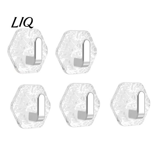 Home Organization Hooks Acrylic Adhesive Hooks, Hexagonal Wave Shape, No Drilling Easy Hexagon Installation Hook, Modern Style Clear for Bathroom