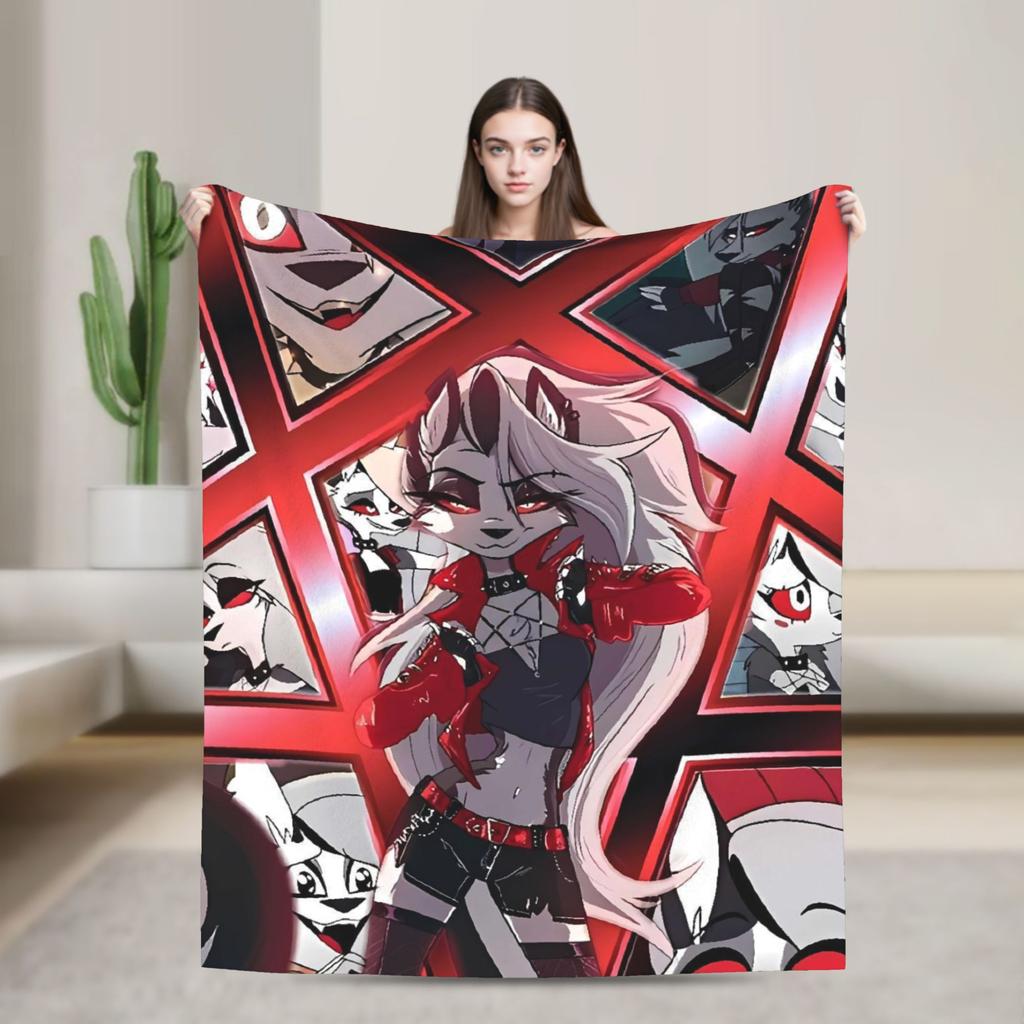 Soft Warm Blanket Decorative Helluva Boss Loona Throw Blanket  Flannel Bedspread For Outdoor Aesthetic Sofa Bed Cover