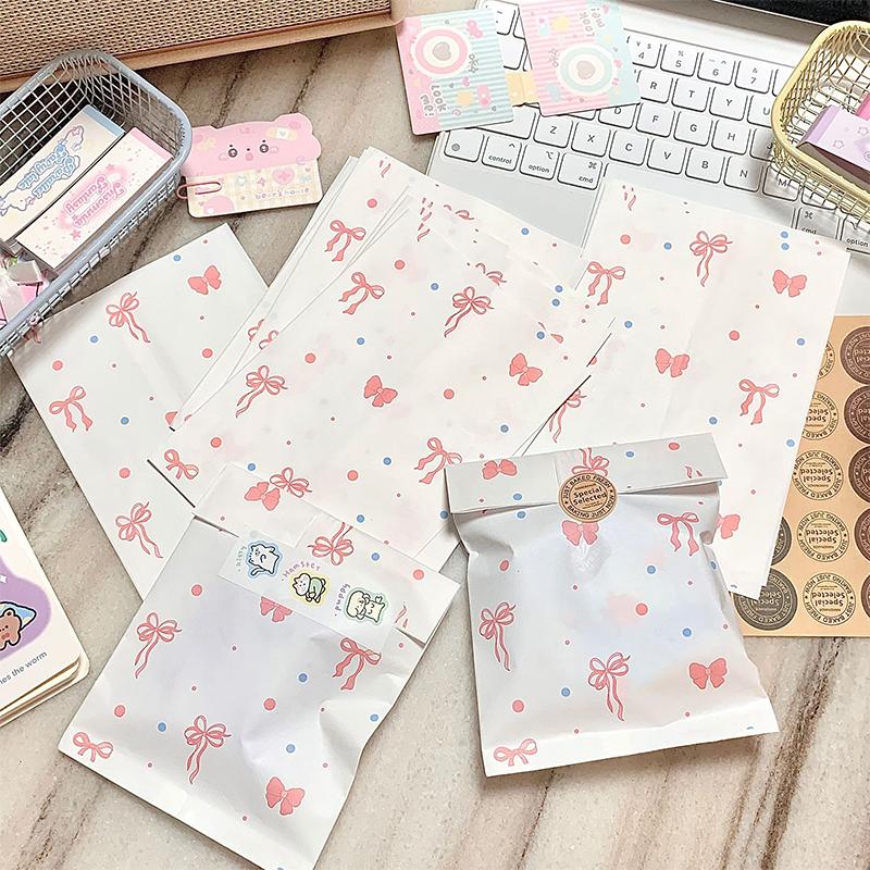 

50Pcs Pink Bowknot Heart Paper Bags 12X17Cm Cute Po Cards Jewelry Packaging For Handmade Crafts Gift Wrapping Storage Pouches 50pcs