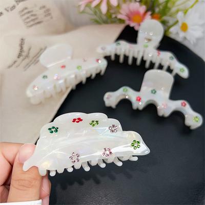 New White Mermaid Magic Color Rhinestones Acetic Acid Clip Advanced Temperament Hair Clip Simple Shark Clip Hair Accessories
