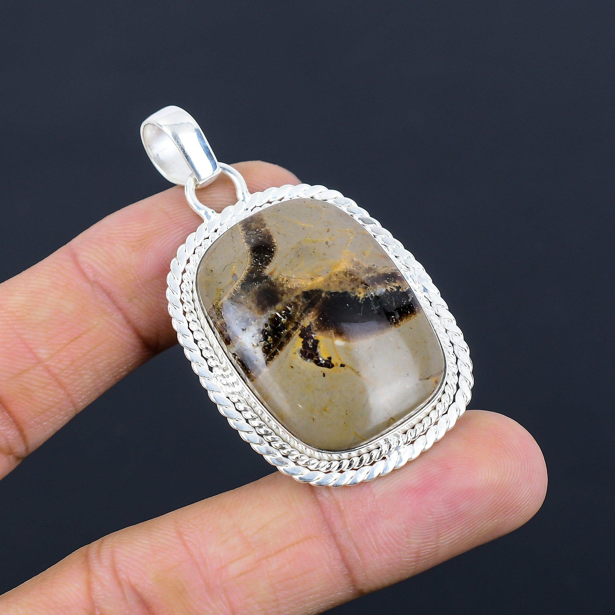 Sisters Day Sale Radiant Septarian Stone Wife Pendant Jewelry Sterling Silver