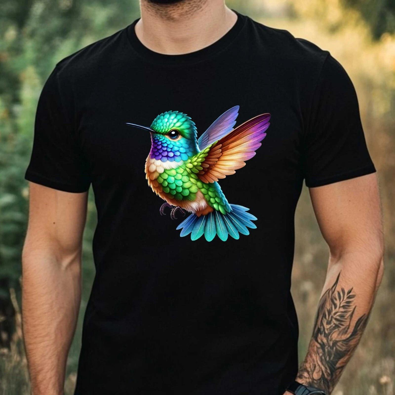 T-Shirt Herren Kolibri Motiv Baumwolle Größe XS bis 5XL S