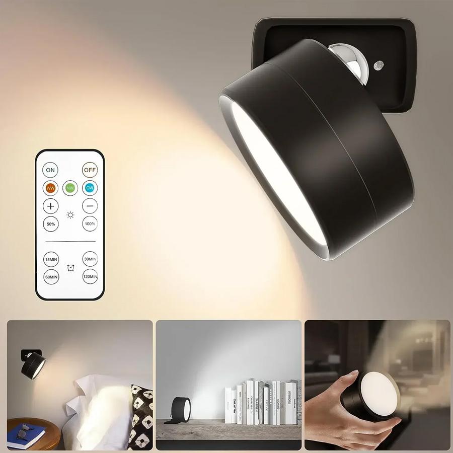 Rechargeable Magnetic LED Wall Light - 360° Rotation Touch Lantern W/ Remote Control, Wall Mount Cabinet Spotlight Night Lamp