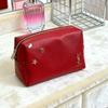 ​YSL Red Cosmetic Pouch with Gold Star Embellishments Lady Handheld Clutch Daily Essentials Organizer Pouch​