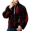 Men's Halloween Print Flannel Zip-Up Sweatshirt, Plus Size Stand Collar Casual Fall Winter Top