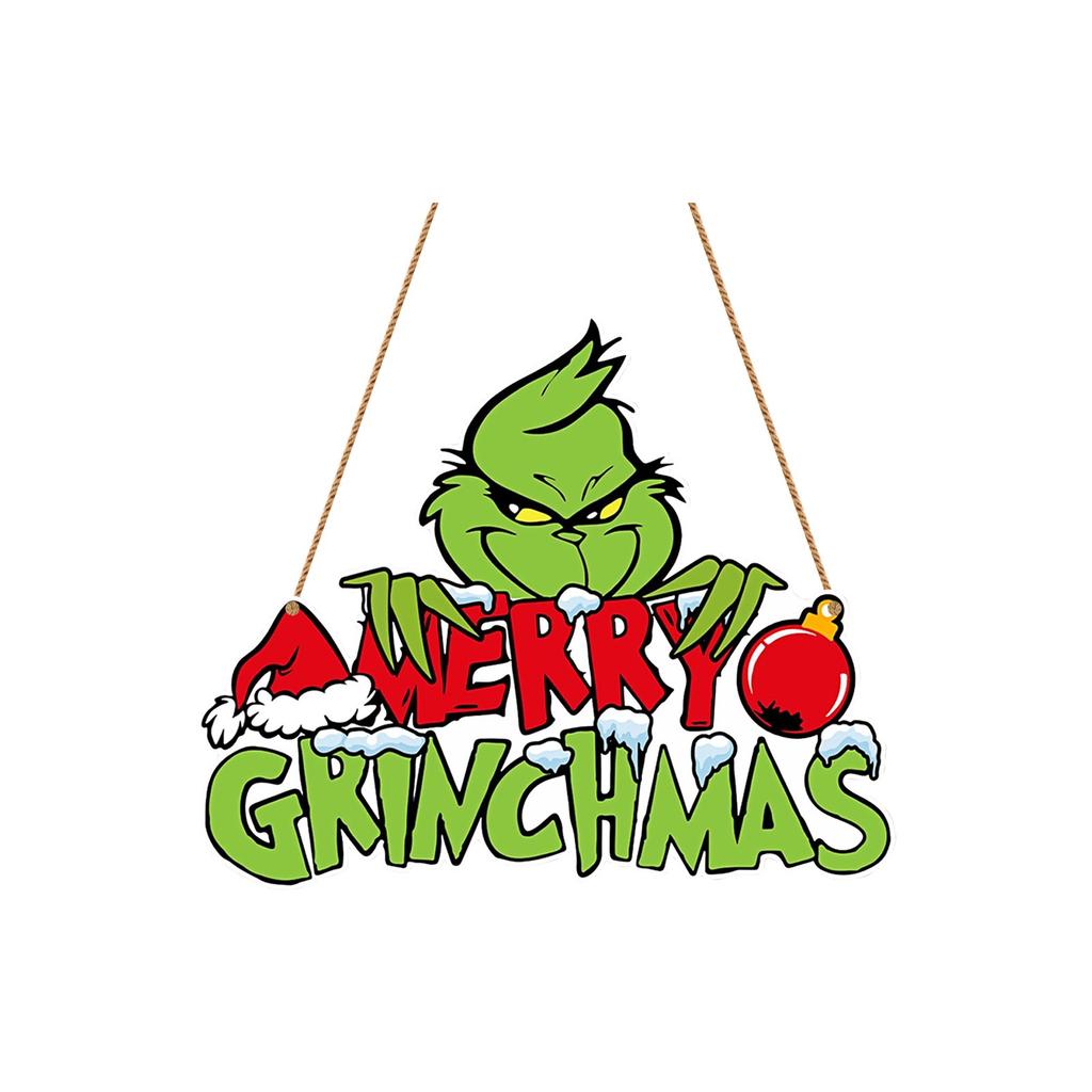 2D Greentown Doorplate, Christmas Wooden Hanging Party Decorations