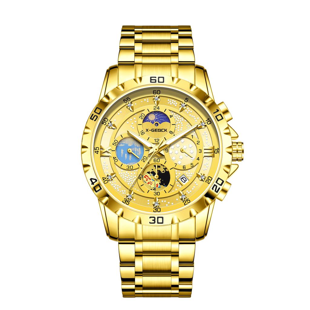 Men'S Star Quartz Watch Fashion Business Watch Waterproof Small Three-Pin Watch Men'S